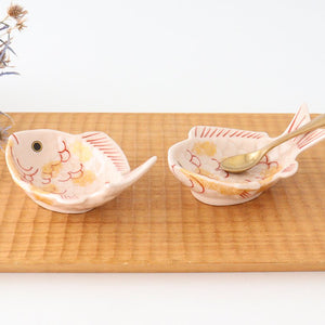 Sea bream-shaped Small Plate Pink and Gold｜Arita Ware