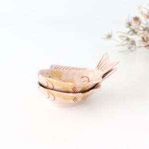 Sea bream-shaped Small Plate Pink and Gold｜Arita Ware