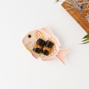 Sea Bream Shaped Plate Light cherry blossom and Gold | Arita Ware