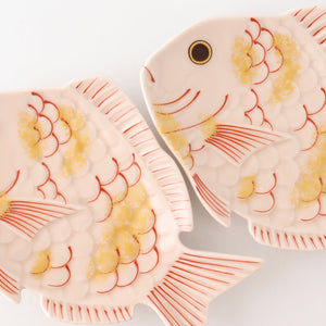 Sea Bream Shaped Plate Light cherry blossom and Gold | Arita Ware