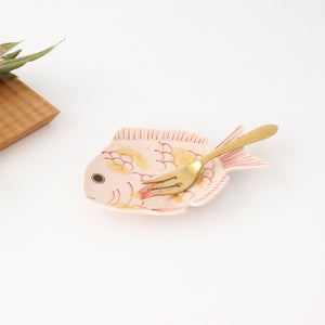 Sea Bream Shaped Plate Light cherry blossom and Gold | Arita Ware