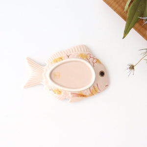 Sea Bream Shaped Plate Light cherry blossom and Gold | Arita Ware