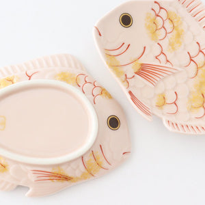 Sea Bream Shaped Plate Light cherry blossom and Gold | Arita Ware