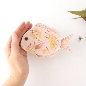 Sea Bream Shaped Plate Light cherry blossom and Gold | Arita Ware