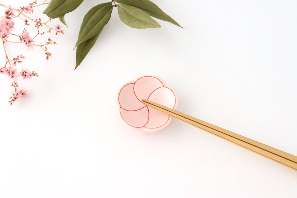 Chopstick Rest Pink Plum | Hashioki Arita Ware