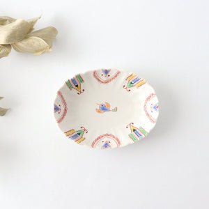 Ginshu Kiln Oval Chrysanthemum-shaped Small Plate Circle Bird | Kutani Ware