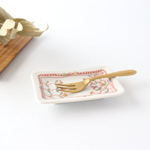 Ginshu Kiln Long Square Small Plate Flower and Butterfly  | Kutani Ware