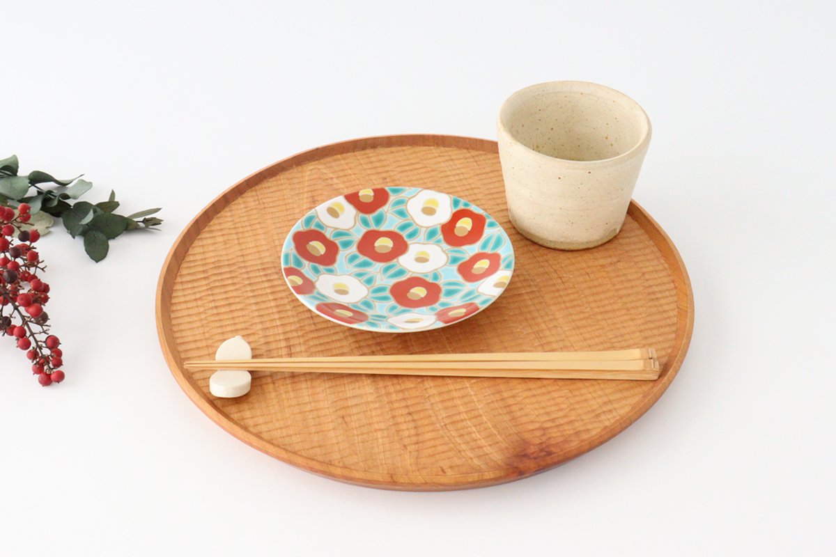 Seikou Kiln Lucky Small Plate Camellia｜Kutani Ware