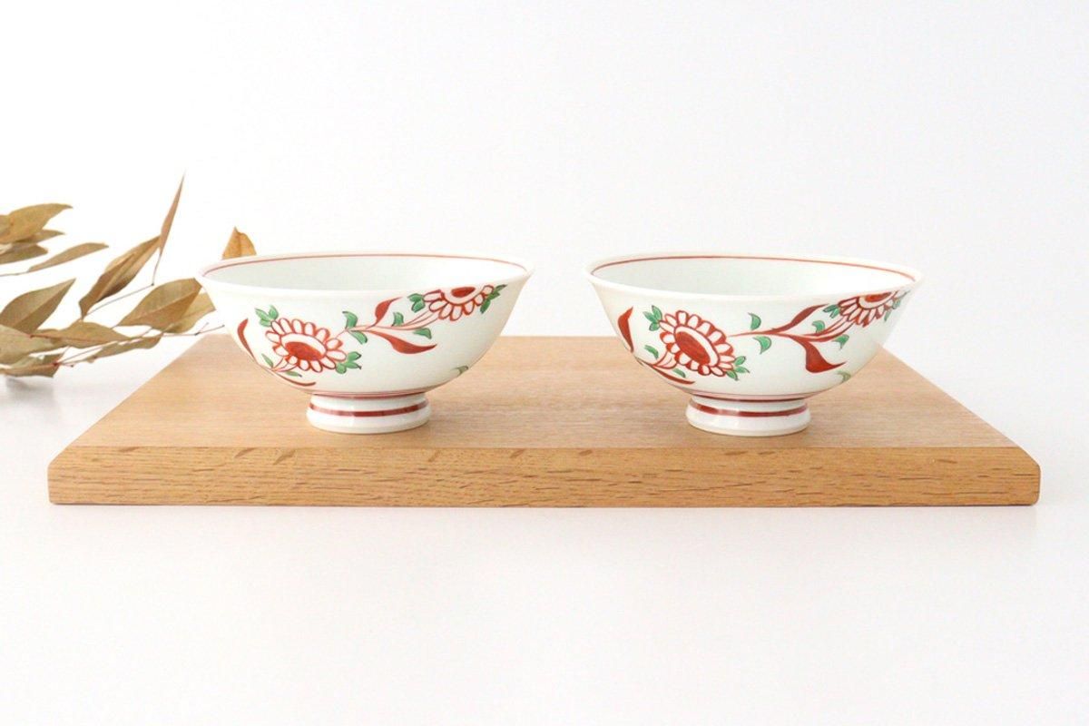 Rice Bowl Banreki Hand-painted Vermilion | Hasami Ware