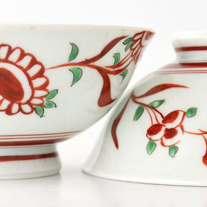 Rice Bowl Banreki Hand-painted Vermilion | Hasami Ware