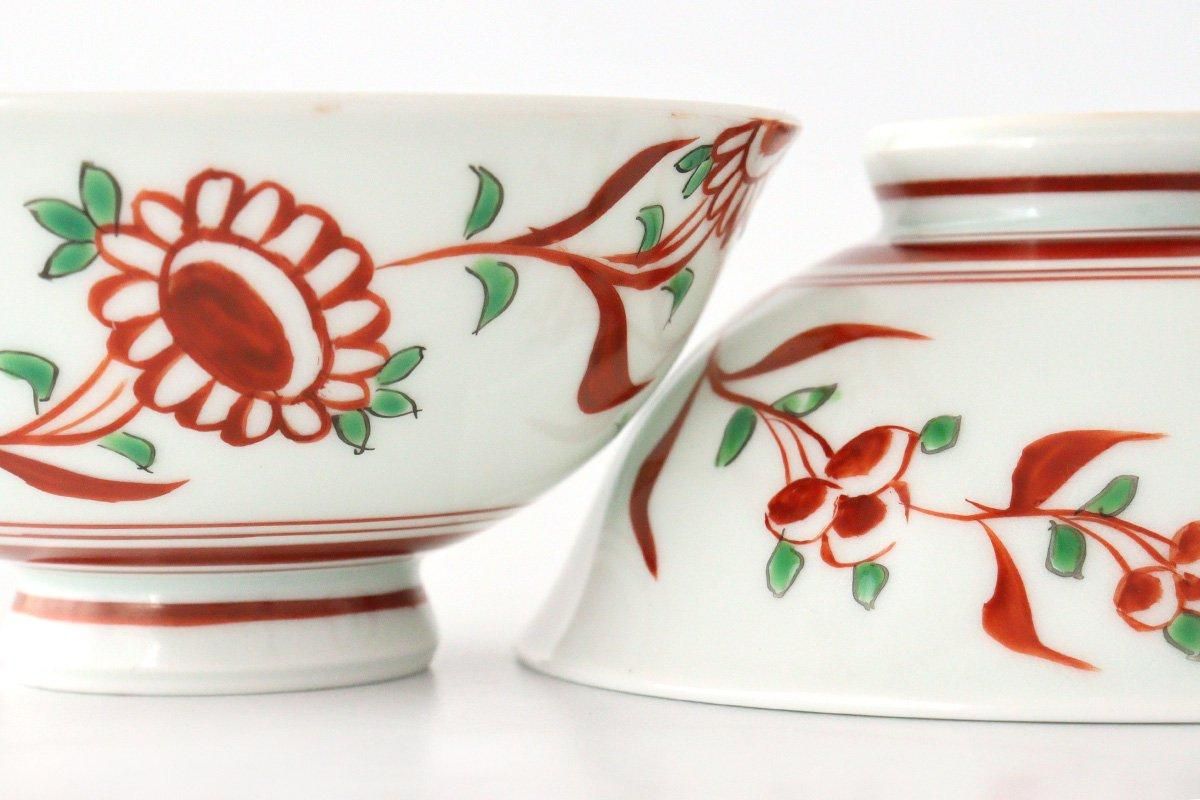 Rice Bowl Banreki Hand-painted Vermilion | Hasami Ware