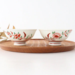 Rice Bowl Banreki Hand-painted Vermilion | Hasami Ware
