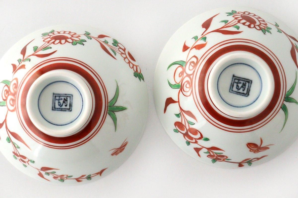 Rice Bowl Banreki Hand-painted Vermilion | Hasami Ware