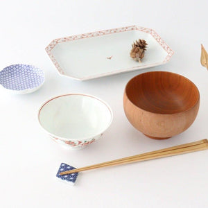 Rice Bowl Banreki Hand-painted Vermilion | Hasami Ware