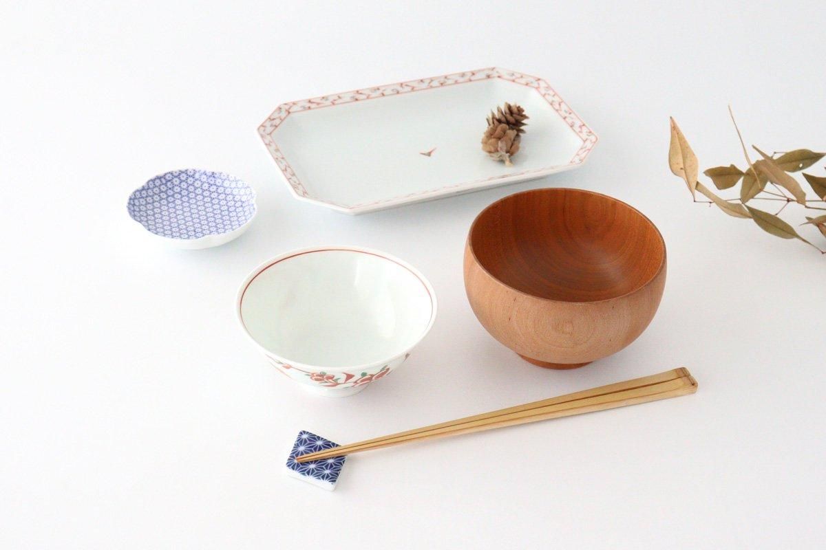 Rice Bowl Banreki Hand-painted Vermilion | Hasami Ware