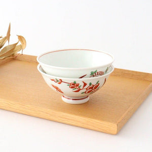 Rice Bowl Banreki Hand-painted Vermilion | Hasami Ware