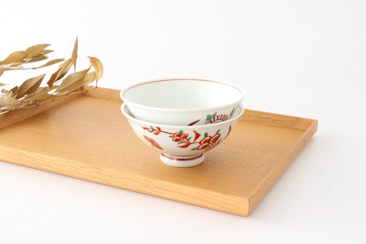 Rice Bowl Banreki Hand-painted Vermilion | Hasami Ware