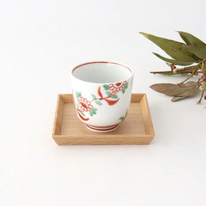 Japanese Cup Banreki Hand-painted Vermilion｜Yunomi Hasami Ware