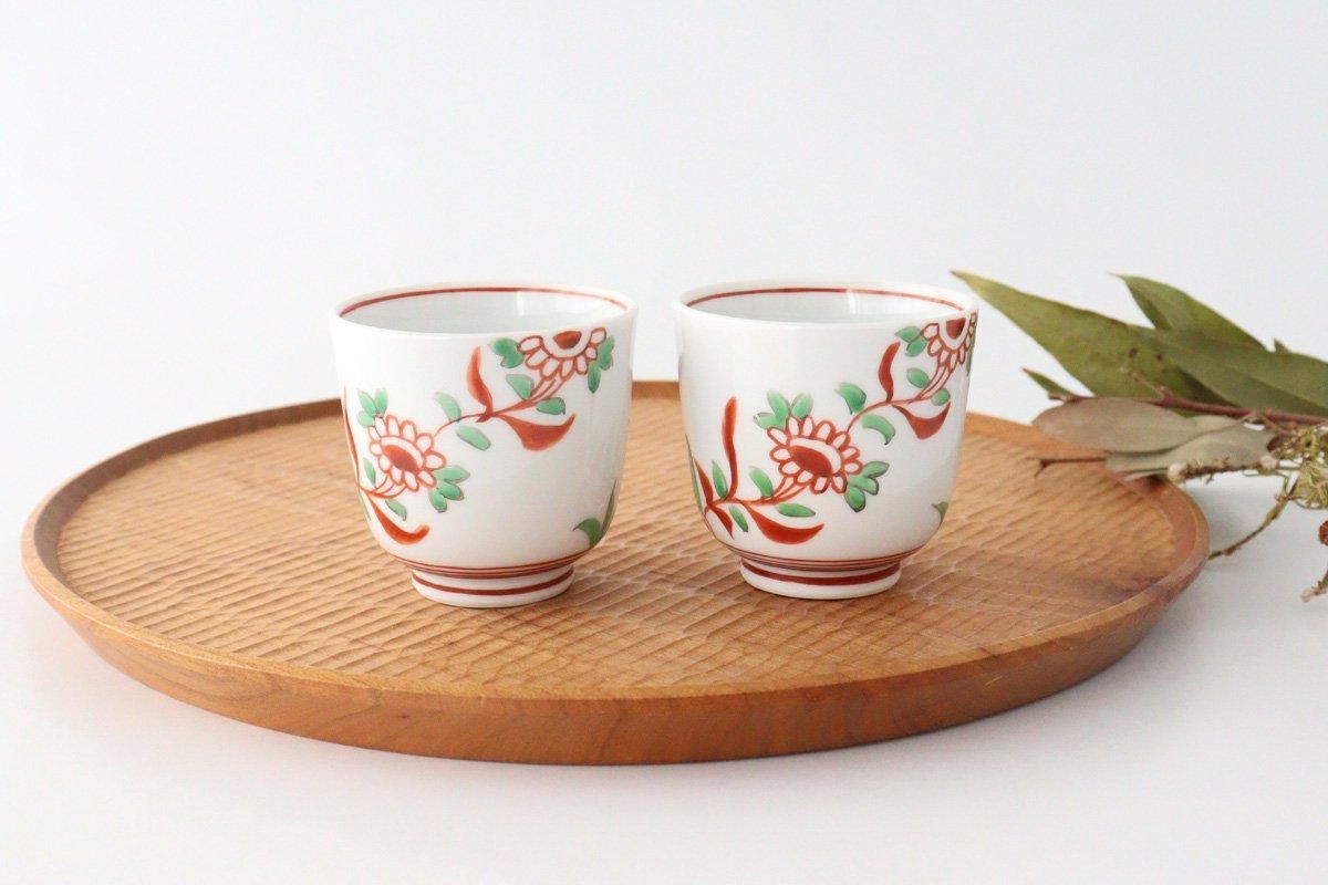 Japanese Cup Banreki Hand-painted Vermilion｜Yunomi Hasami Ware