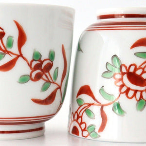 Japanese Cup Banreki Hand-painted Vermilion｜Yunomi Hasami Ware