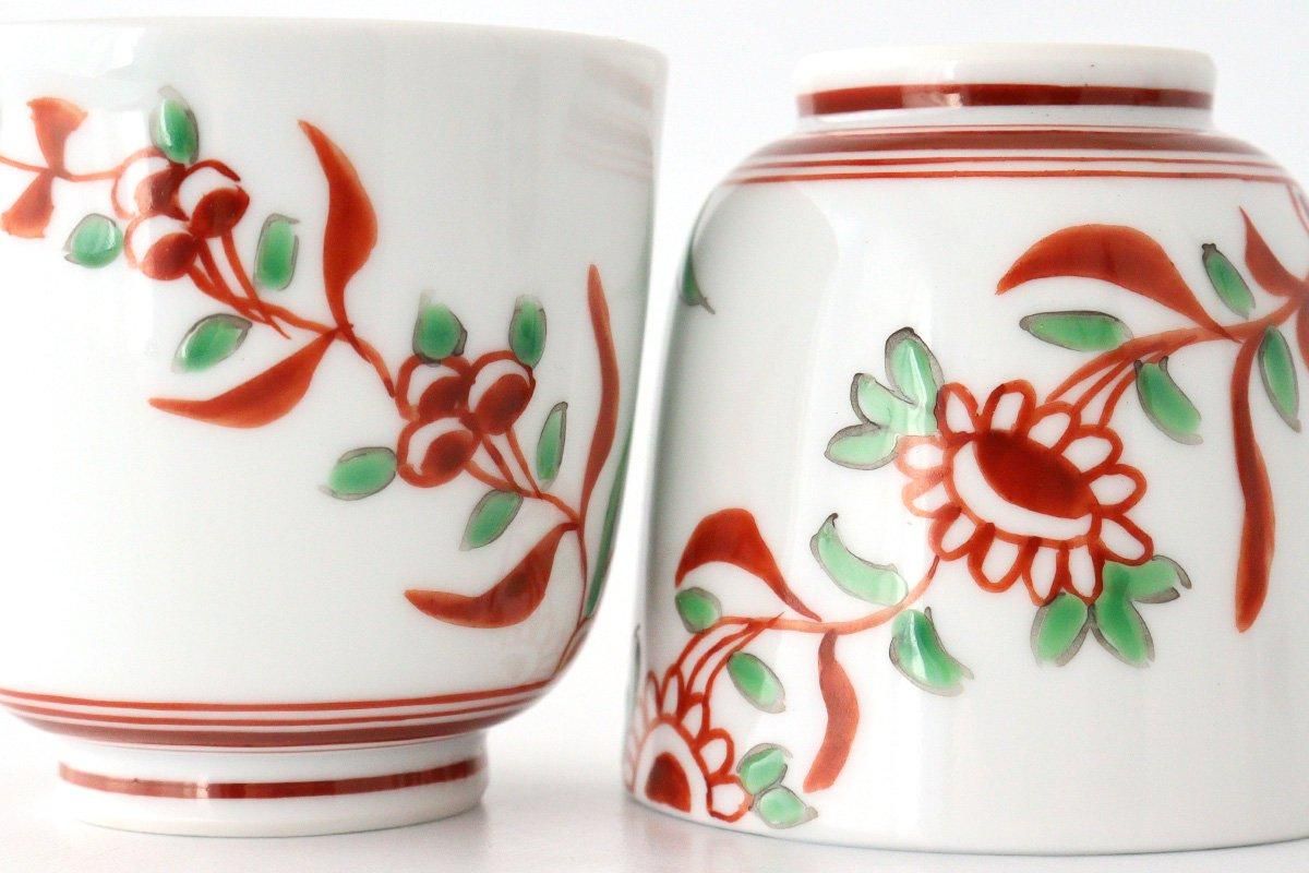 Japanese Cup Banreki Hand-painted Vermilion｜Yunomi Hasami Ware