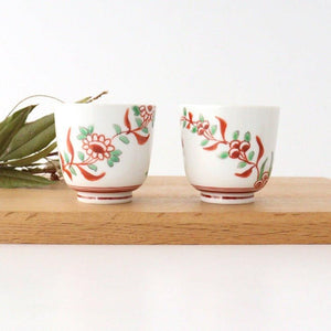 Japanese Cup Banreki Hand-painted Vermilion｜Yunomi Hasami Ware