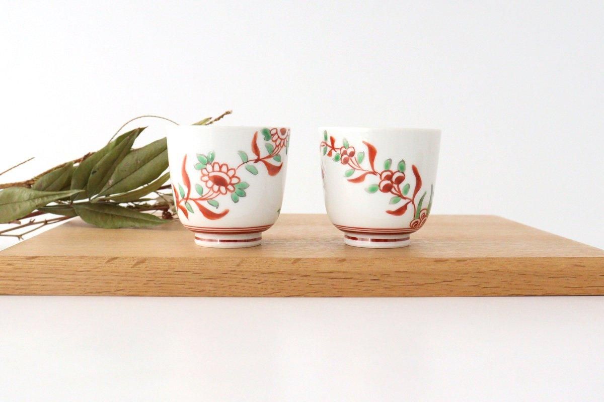 Japanese Cup Banreki Hand-painted Vermilion｜Yunomi Hasami Ware