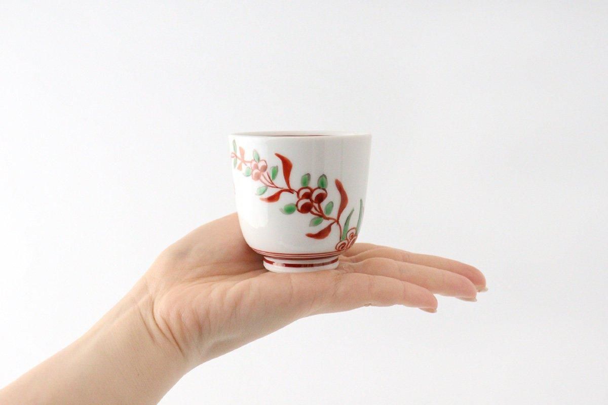Japanese Cup Banreki Hand-painted Vermilion｜Yunomi Hasami Ware