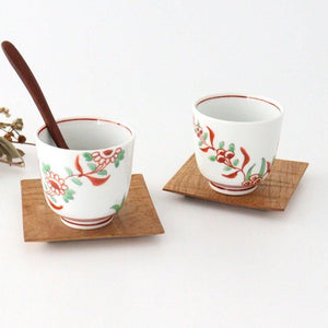 Japanese Cup Banreki Hand-painted Vermilion｜Yunomi Hasami Ware