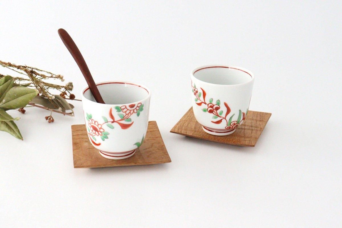 Japanese Cup Banreki Hand-painted Vermilion｜Yunomi Hasami Ware