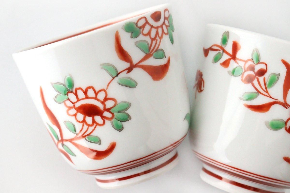 Japanese Cup Banreki Hand-painted Vermilion｜Yunomi Hasami Ware
