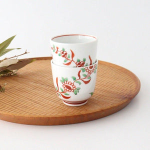 Japanese Cup Banreki Hand-painted Vermilion｜Yunomi Hasami Ware