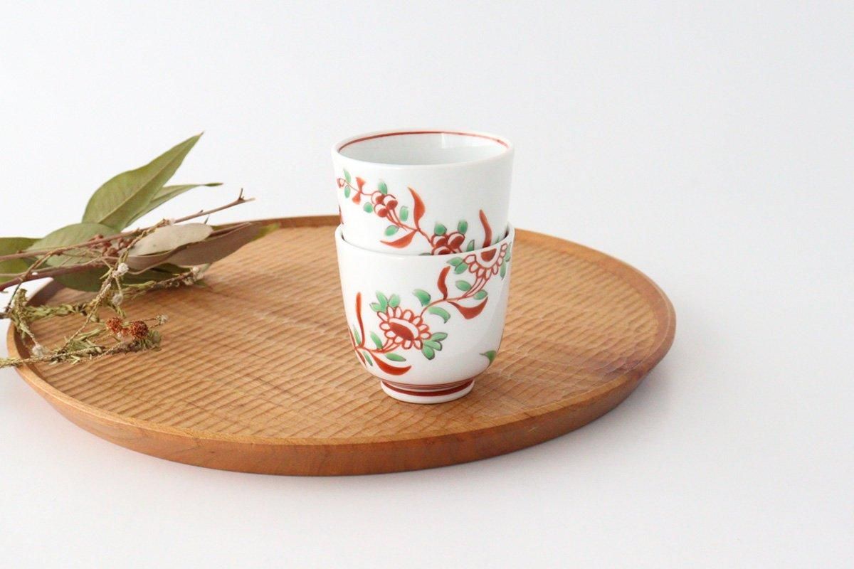Japanese Cup Banreki Hand-painted Vermilion｜Yunomi Hasami Ware