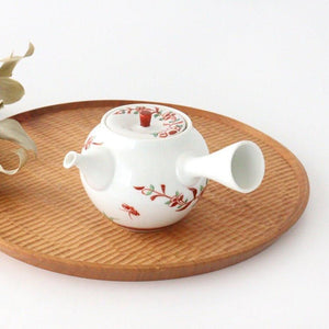Japanese Teapot Banreki Hand-painted Vermilion | Kyusu Hasami Ware