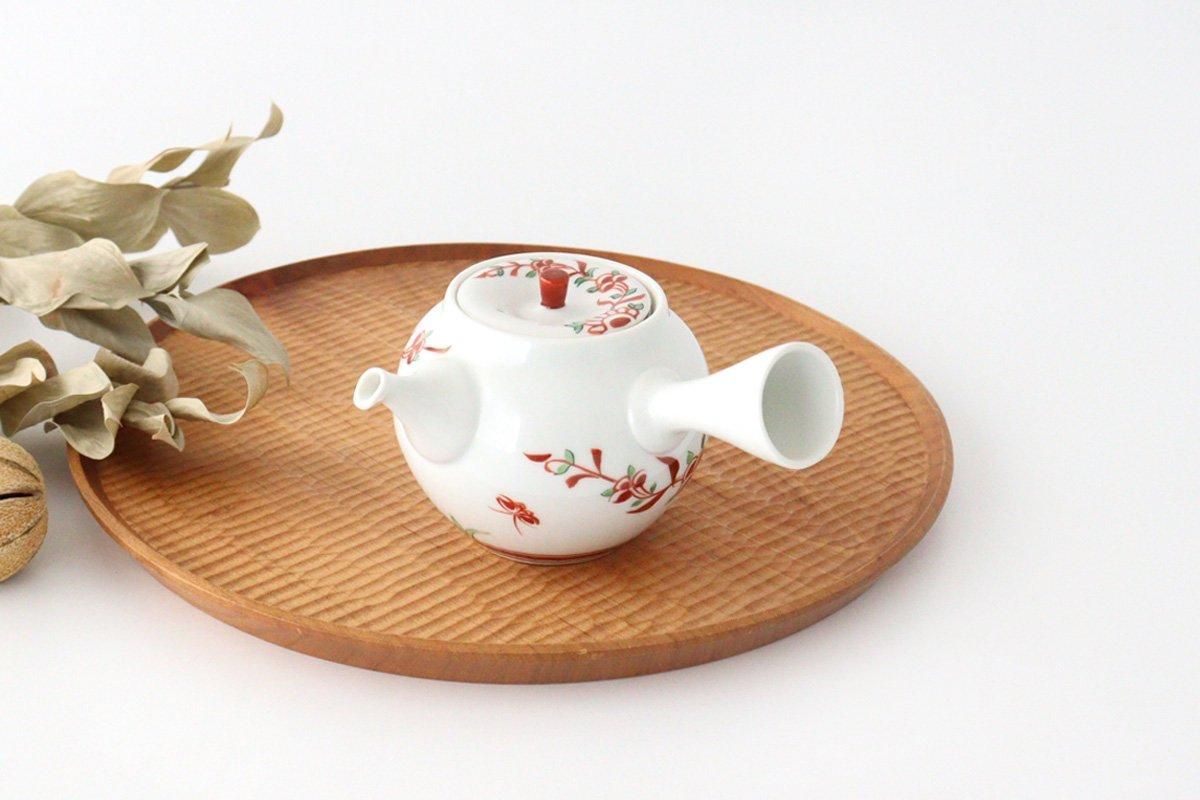 Japanese Teapot Banreki Hand-painted Vermilion | Kyusu Hasami Ware