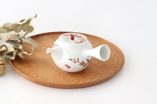 Japanese Teapot Banreki Hand-painted Vermilion | Kyusu Hasami Ware