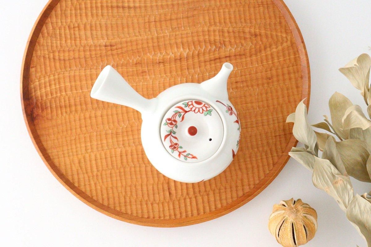 Japanese Teapot Banreki Hand-painted Vermilion | Kyusu Hasami Ware