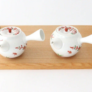 Japanese Teapot Banreki Hand-painted Vermilion | Kyusu Hasami Ware