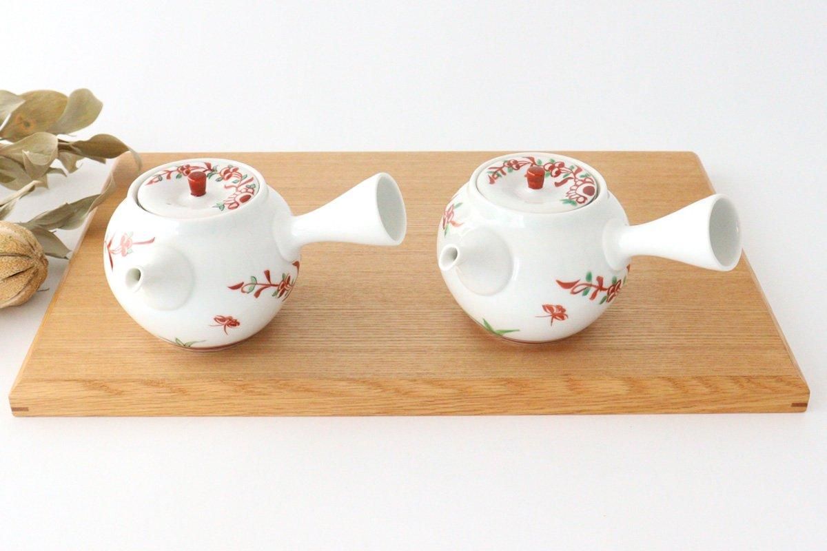 Japanese Teapot Banreki Hand-painted Vermilion | Kyusu Hasami Ware