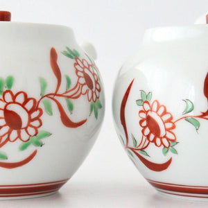 Japanese Teapot Banreki Hand-painted Vermilion | Kyusu Hasami Ware