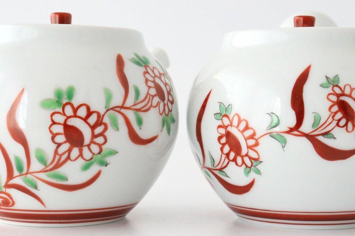Japanese Teapot Banreki Hand-painted Vermilion | Kyusu Hasami Ware