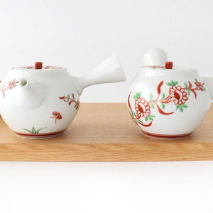 Japanese Teapot Banreki Hand-painted Vermilion | Kyusu Hasami Ware