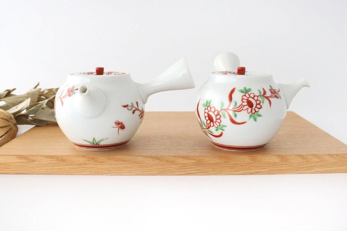 Japanese Teapot Banreki Hand-painted Vermilion | Kyusu Hasami Ware