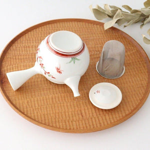 Japanese Teapot Banreki Hand-painted Vermilion | Kyusu Hasami Ware