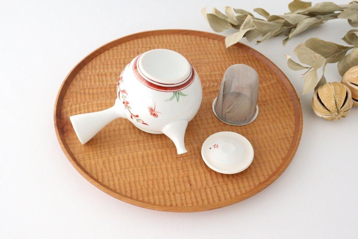 Japanese Teapot Banreki Hand-painted Vermilion | Kyusu Hasami Ware