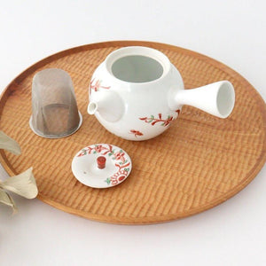 Japanese Teapot Banreki Hand-painted Vermilion | Kyusu Hasami Ware