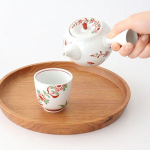 Japanese Teapot Banreki Hand-painted Vermilion | Kyusu Hasami Ware