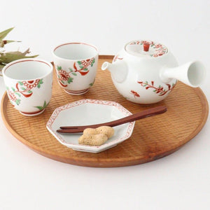 Japanese Teapot Banreki Hand-painted Vermilion | Kyusu Hasami Ware