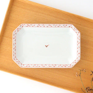 Octagonal Plate Red Arabesque | Hasami Ware