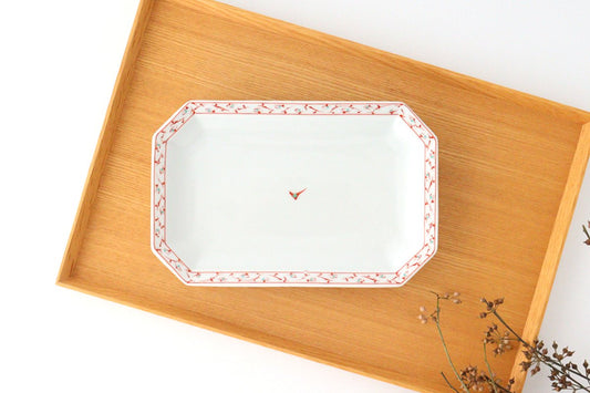 Octagonal Plate Red Arabesque | Hasami Ware